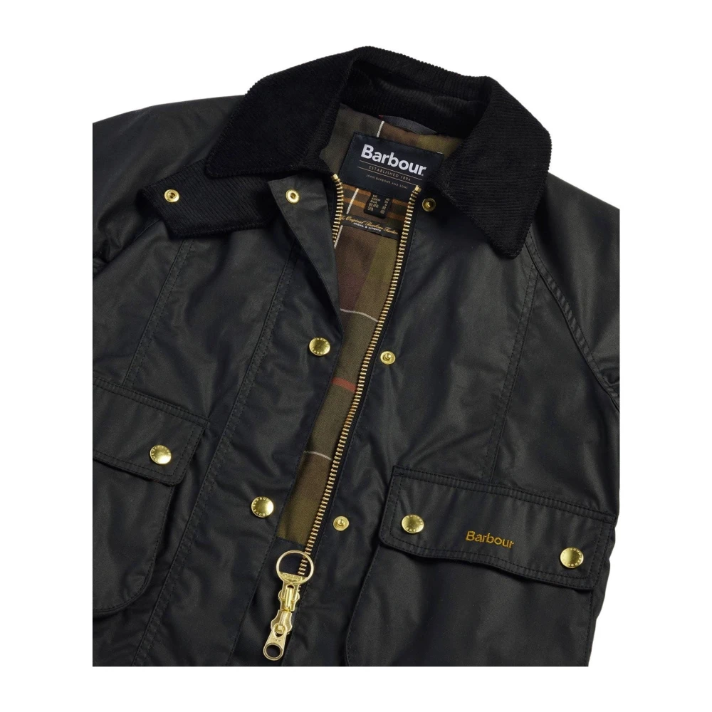 Barbour Zwarte Gewaxte Korte Jas Black Dames