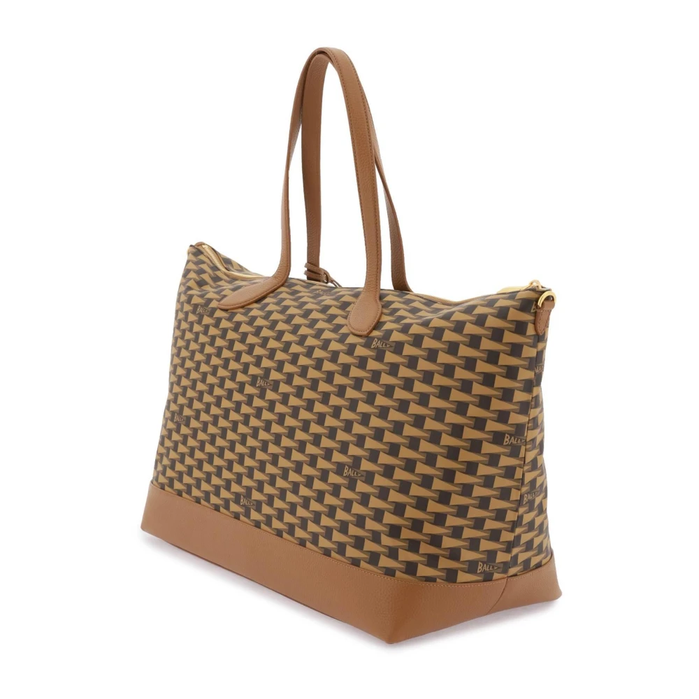 Bally Iconische Pennant Patroon Tote Tas Brown Dames