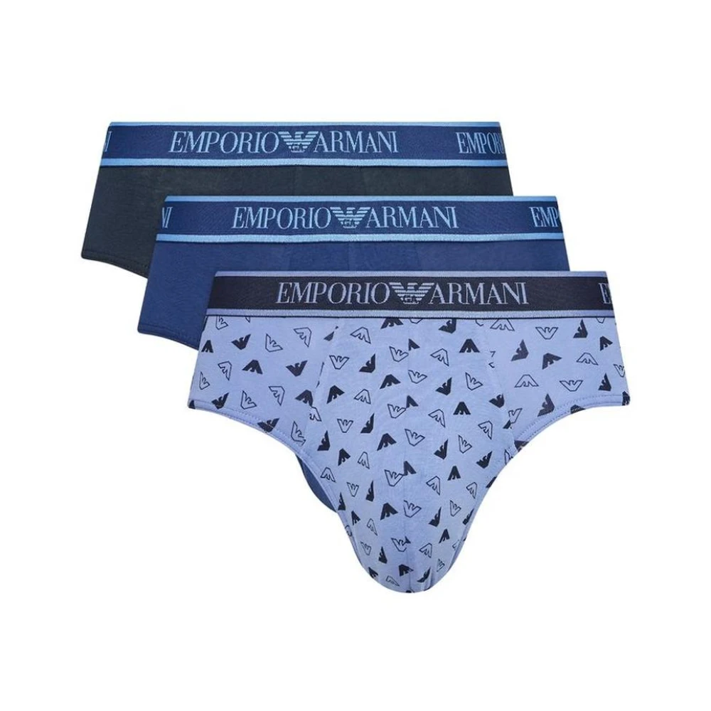 Emporio Armani Blauwe Katoenen Stretch Briefs Blue Heren