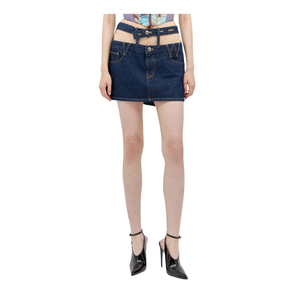 Vivienne Westwood Logo-Silhouette Denim Kjol Blue, Dam