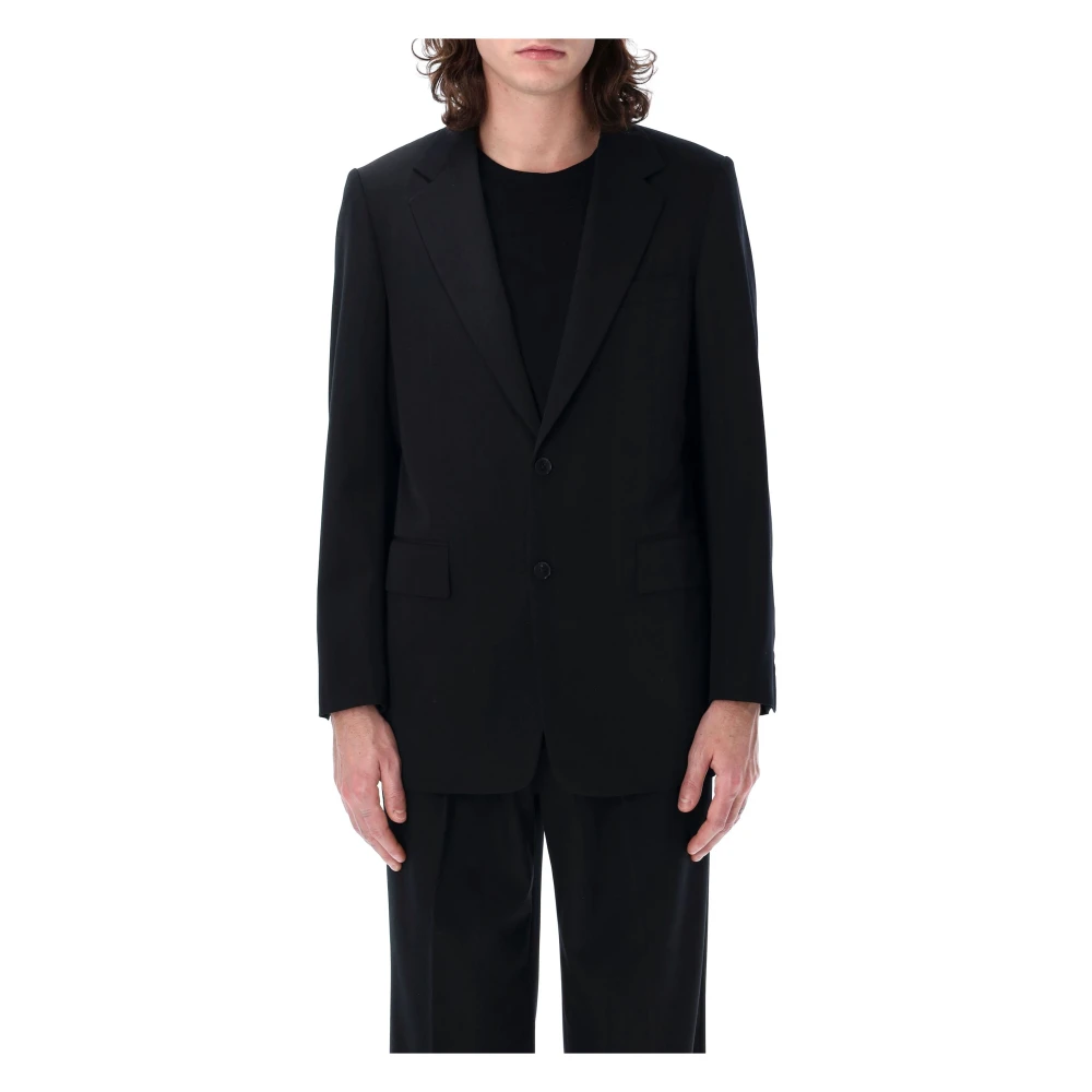 Auralee Zwarte wollen gabardine jas top Black Heren