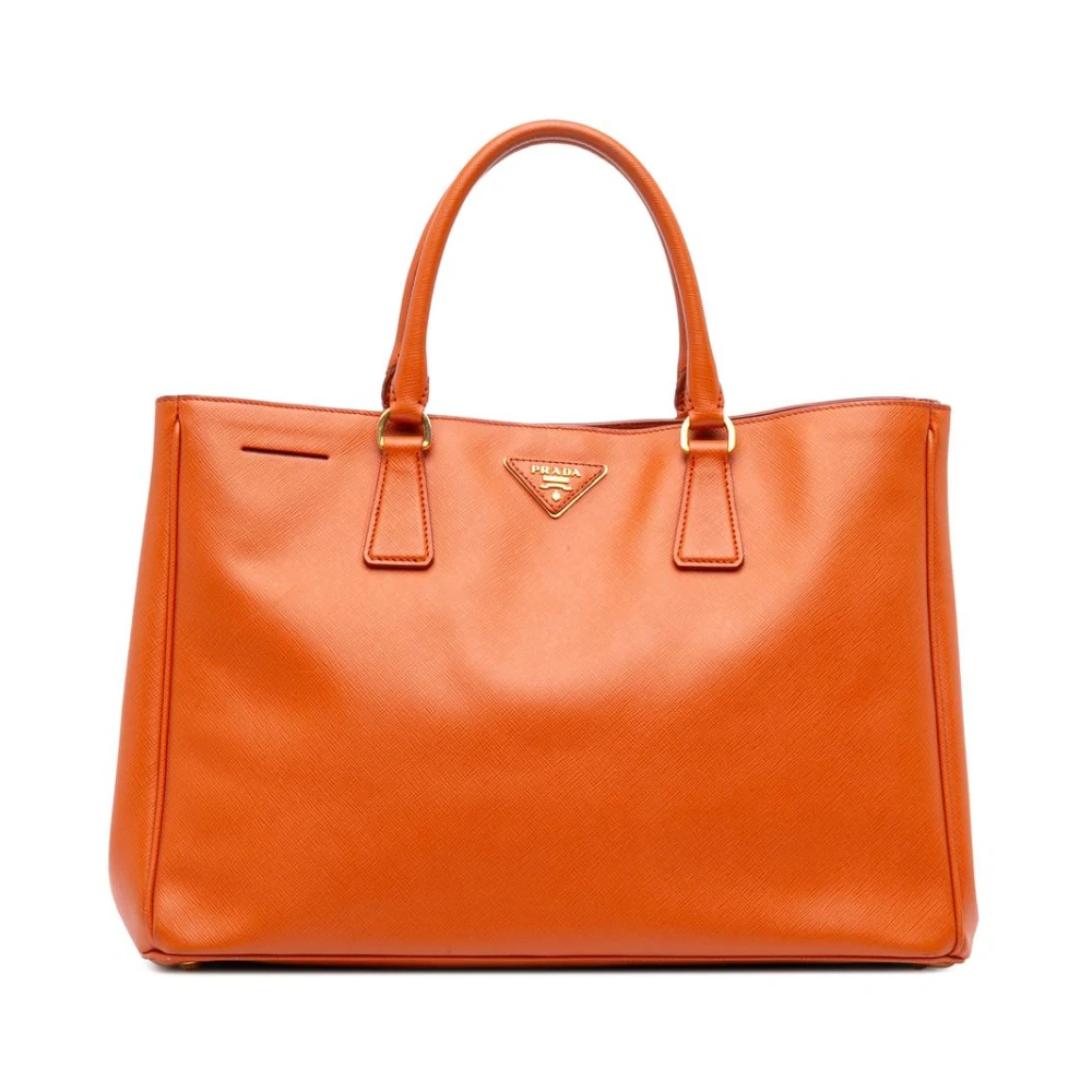 Prada Vintage Women's Orange Pre-Owned Structured Leather Tote