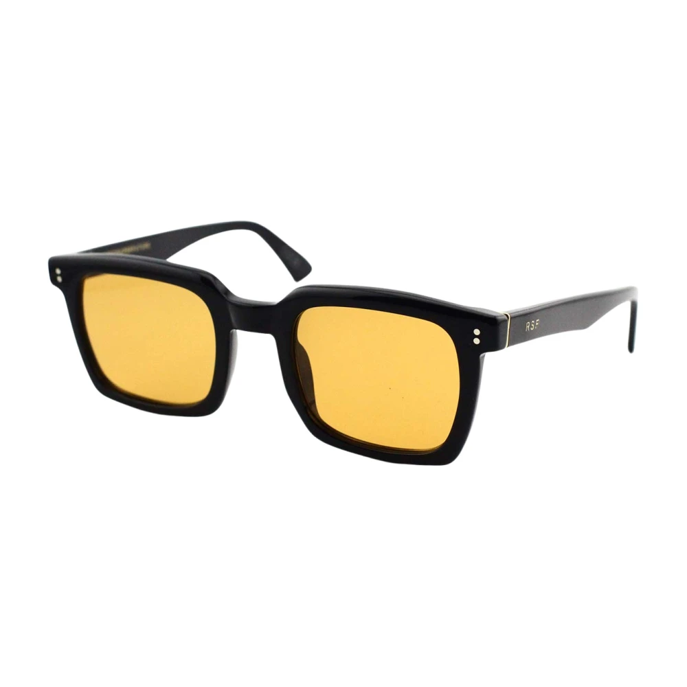 Retrosuperfuture Black Sunglasses, Unisex,, Vintage Style Sunglasses With Orange Lenses Medium