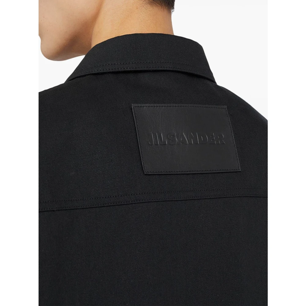 Jil Sander Zwarte Katoenen Overhemd voor Mannen Black Heren