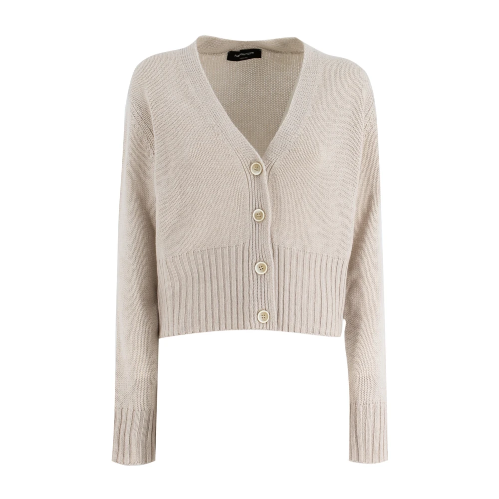 Fabiana Filippi Geborsteld Kasjmier Kort Vestje Beige Dames