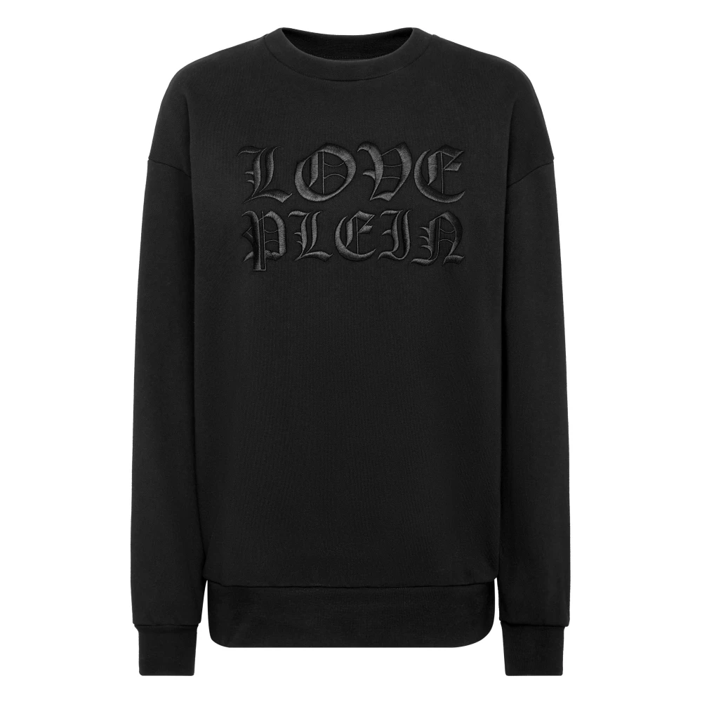 Philipp Plein Women's Black Padded Shoulder Sweatshirt Roundneck Heart - Sweatshirts - M - Sweatshirts & Hoodies