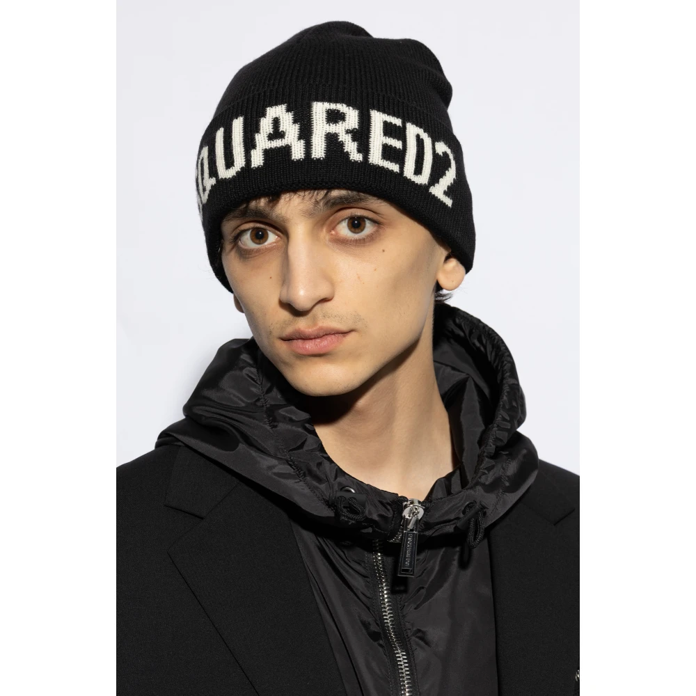 Dsquared2 Wollen muts Black Heren