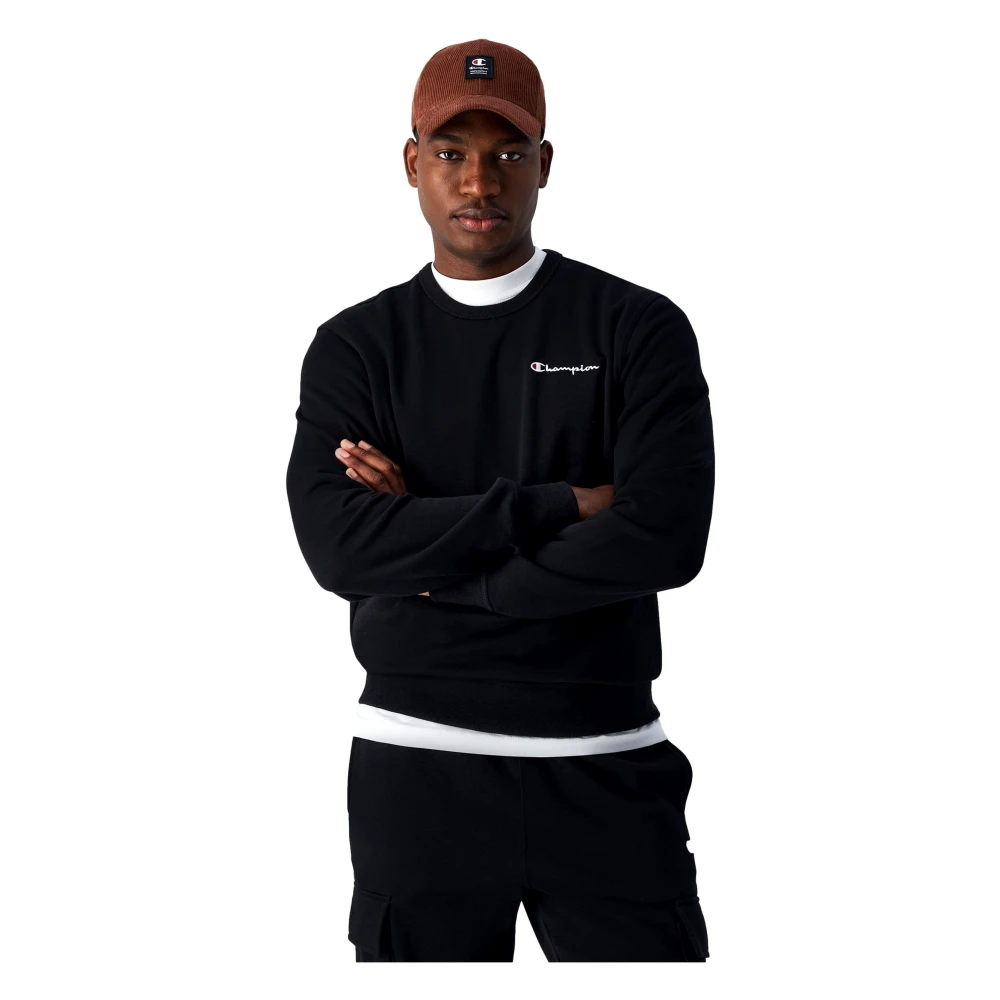 Champion Zwart Geborduurd Logo Crewneck Sweatshirt Black Heren