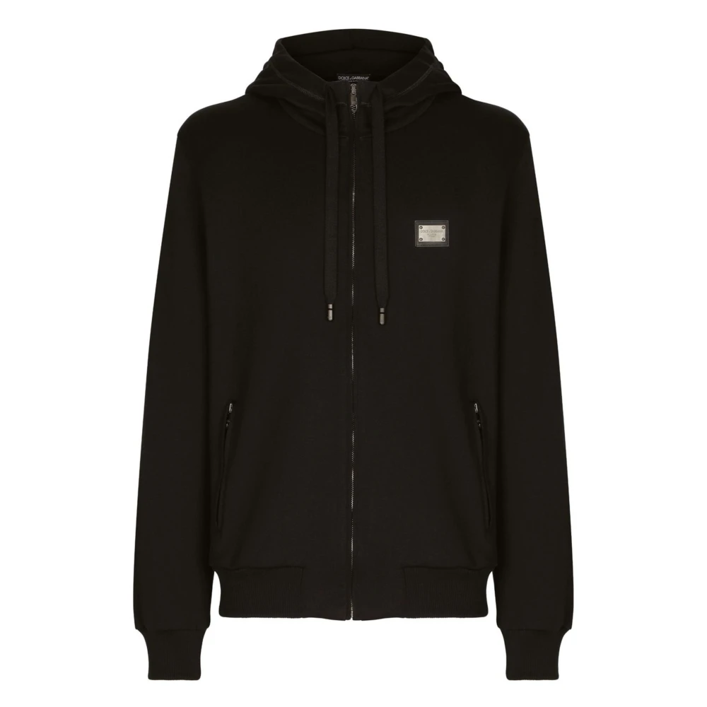 Dolce & Gabbana Dragkedja Hoodie Svart Stilfull Mode Black, Herr