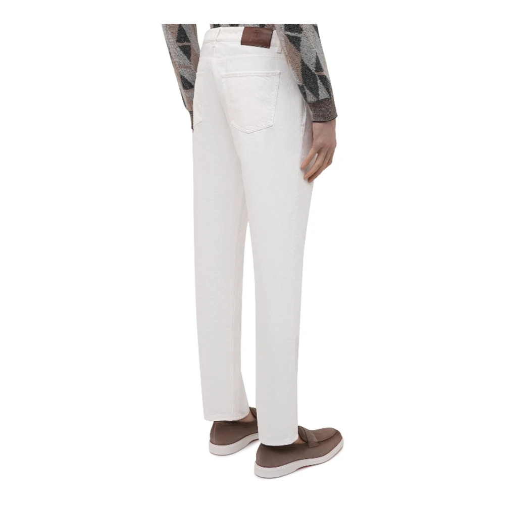 BRUNELLO CUCINELLI Skinny Denim Jeans met Logo Detail White Heren