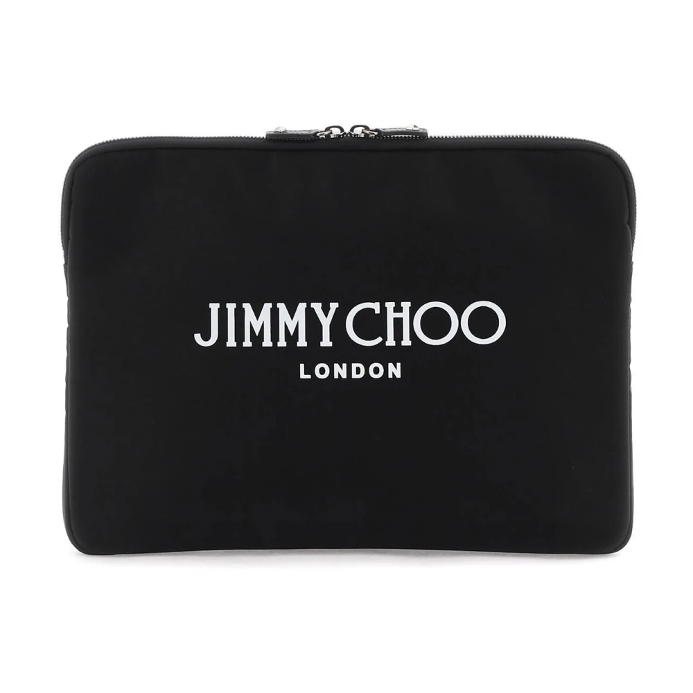 Jimmy Choo Pouch met Contrasterend Logo en Ritssluiting Black
