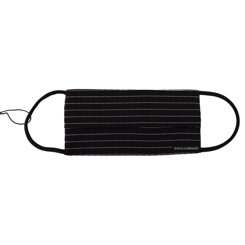 Dolce & Gabbana Women's Black Striped Silk Blend Face Mask - Accessories - One Size - Accessories