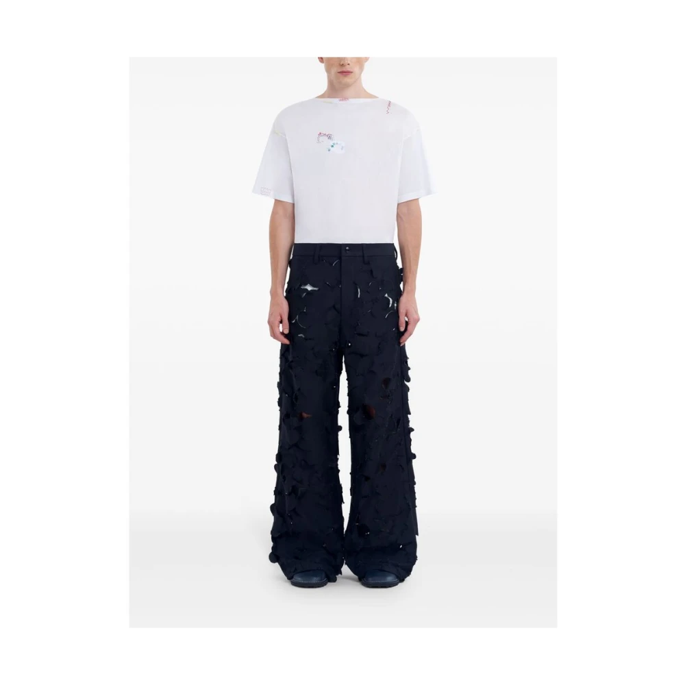 Marni Zwarte Katoenen Wijde Pijp Broek Black Heren