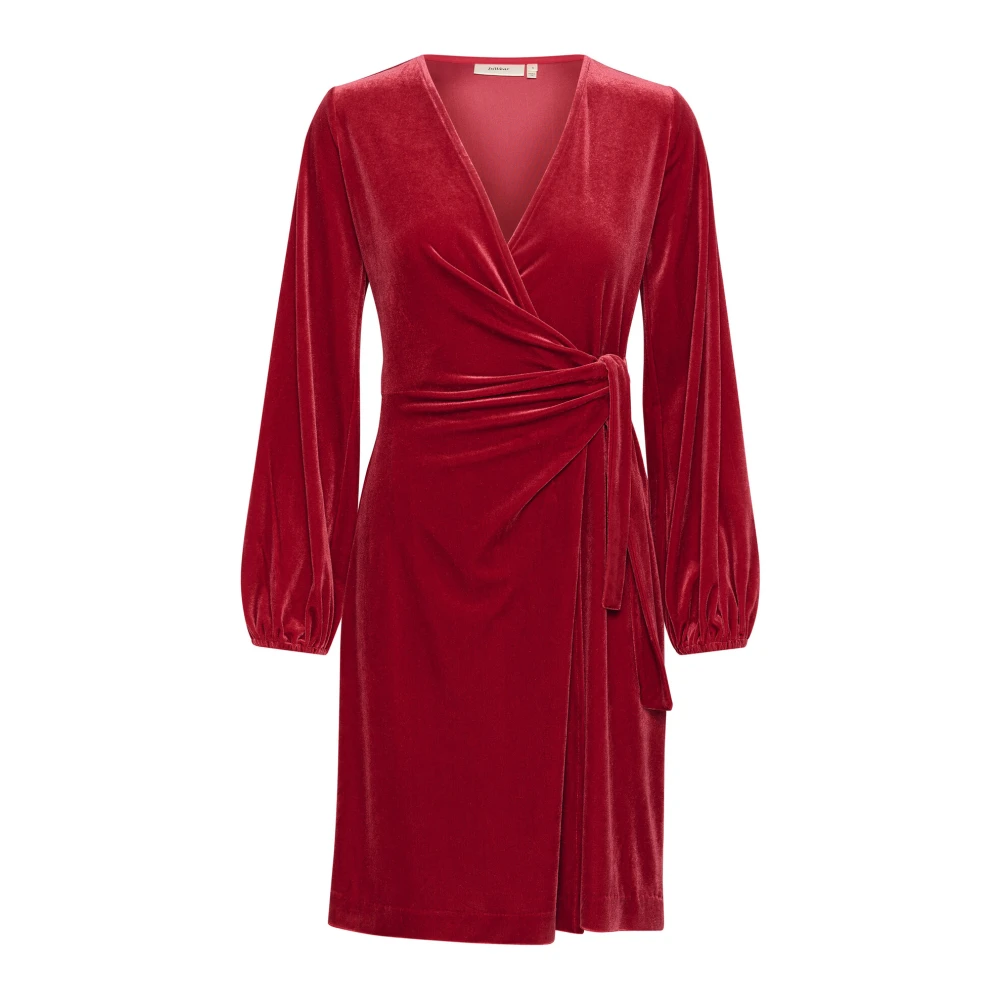 InWear Rode Wrap Jurk met Pofmouwen Red Dames