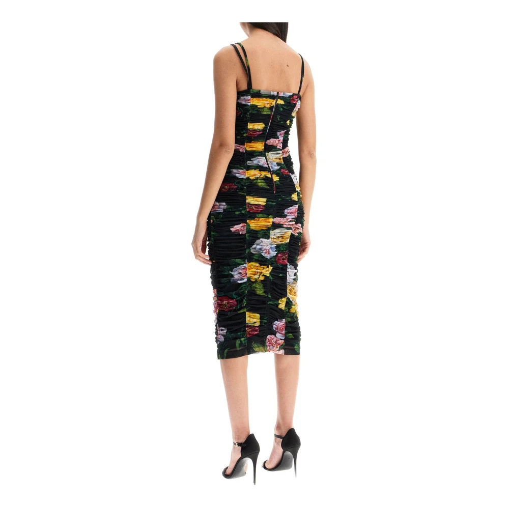 Dolce & Gabbana Elegante Bloemen Midi Jurk Multicolor Dames