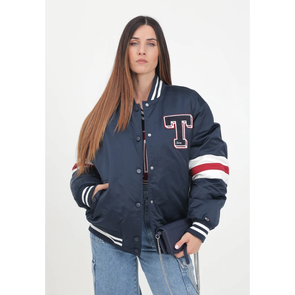 Tommy Jeans Blauwe College Stijl Bomberjack Blue Dames