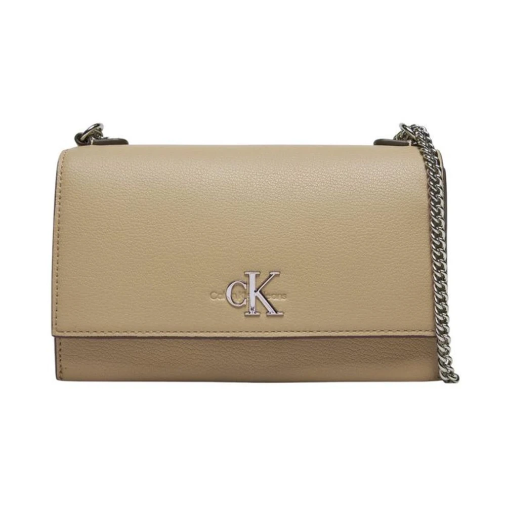 Calvin Klein Jeans Beige Handtas met polyurethaandetails Beige Dames