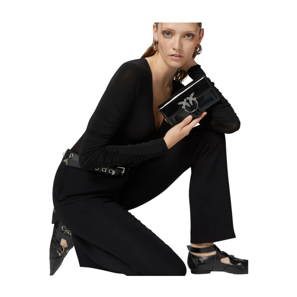pinko Stijlvolle Leren Tas Black Dames