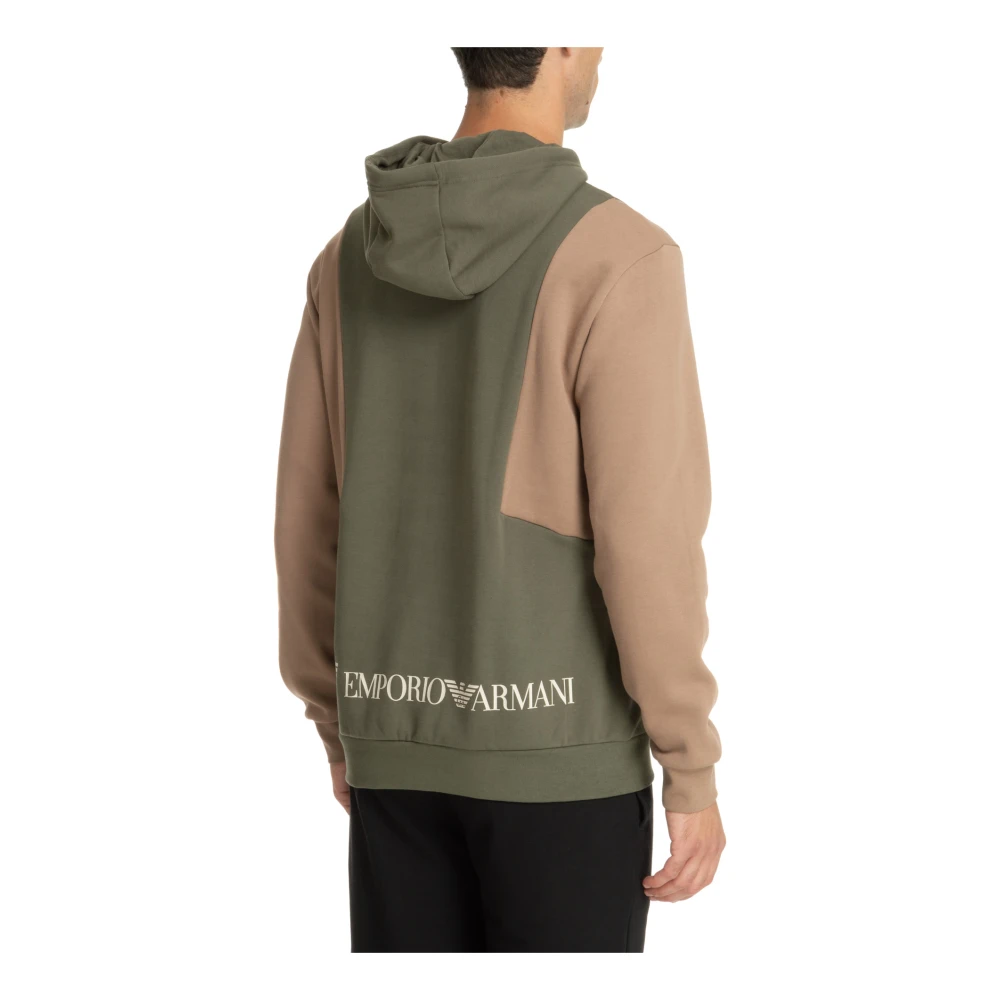 Emporio Armani EA7 Multicolor Logo Trekkoord Hoodie met Zakken Green Heren