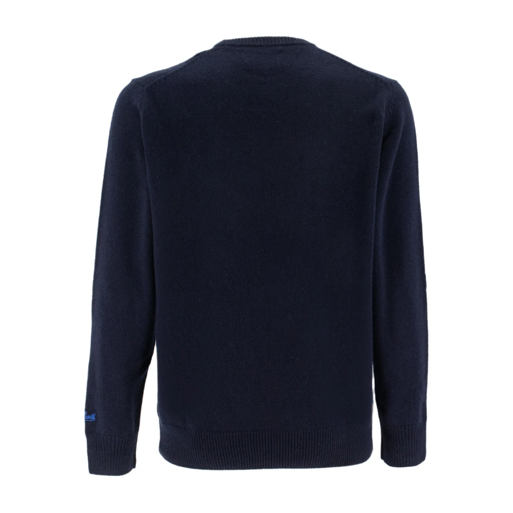 MC2 Saint Barth Cashmere-wol blend trui met wintermotief Blue Heren