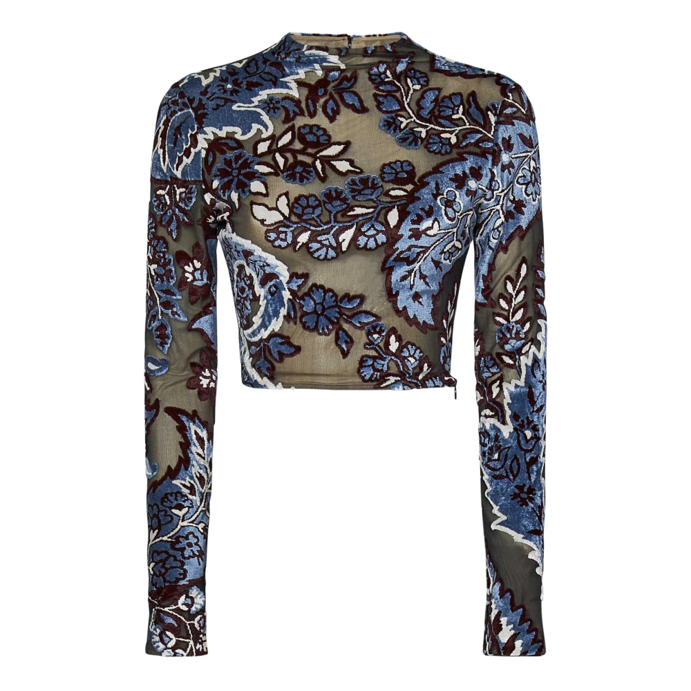 ETRO Clear Blue Bloemen Jacquard Topwear Multicolor Dames