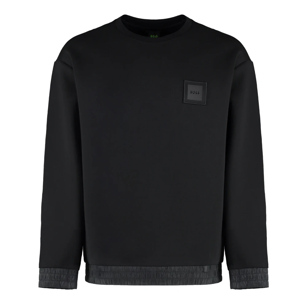 Hugo Boss Geribbelde crew-neck sweatshirt met sleutelhanger bedel Black Heren