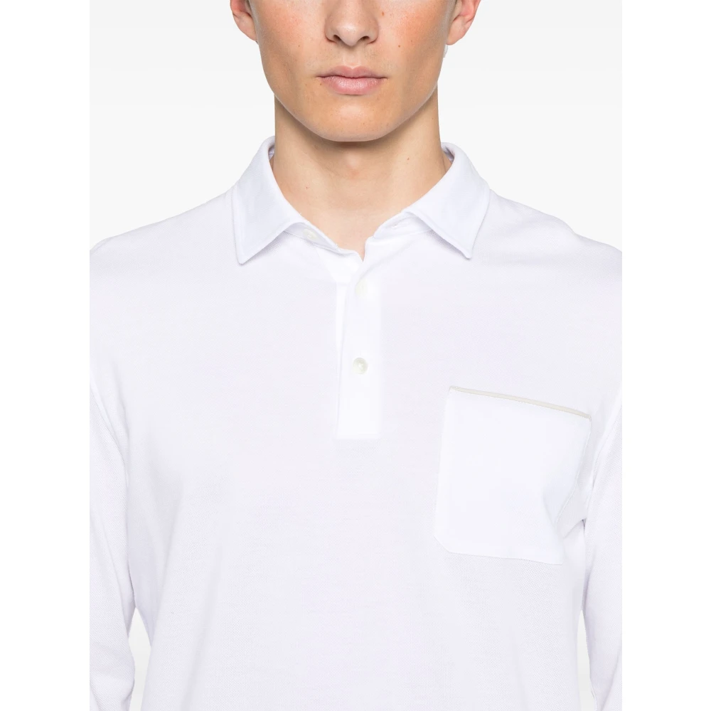 Ermenegildo Zegna Katoenen poloshirt met 3 knopen White Heren