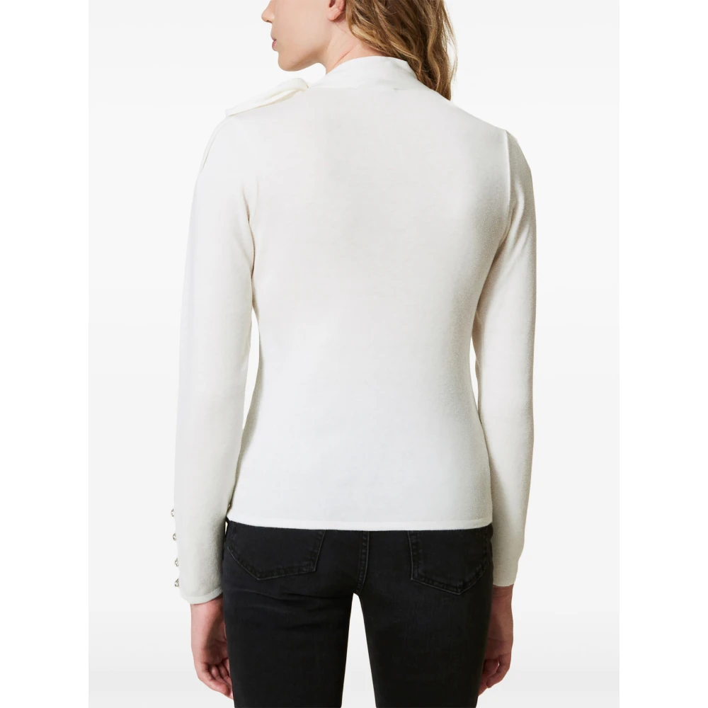 Twinset Witte Trui met Grote Strik White Dames