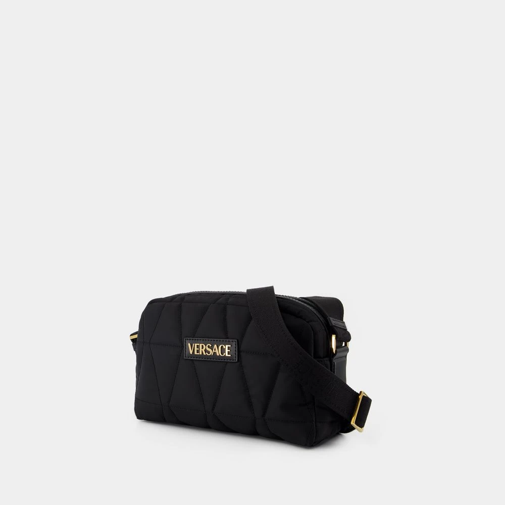 Versace Zwarte Nylon Schoudertas met Magneetsluiting Black Heren