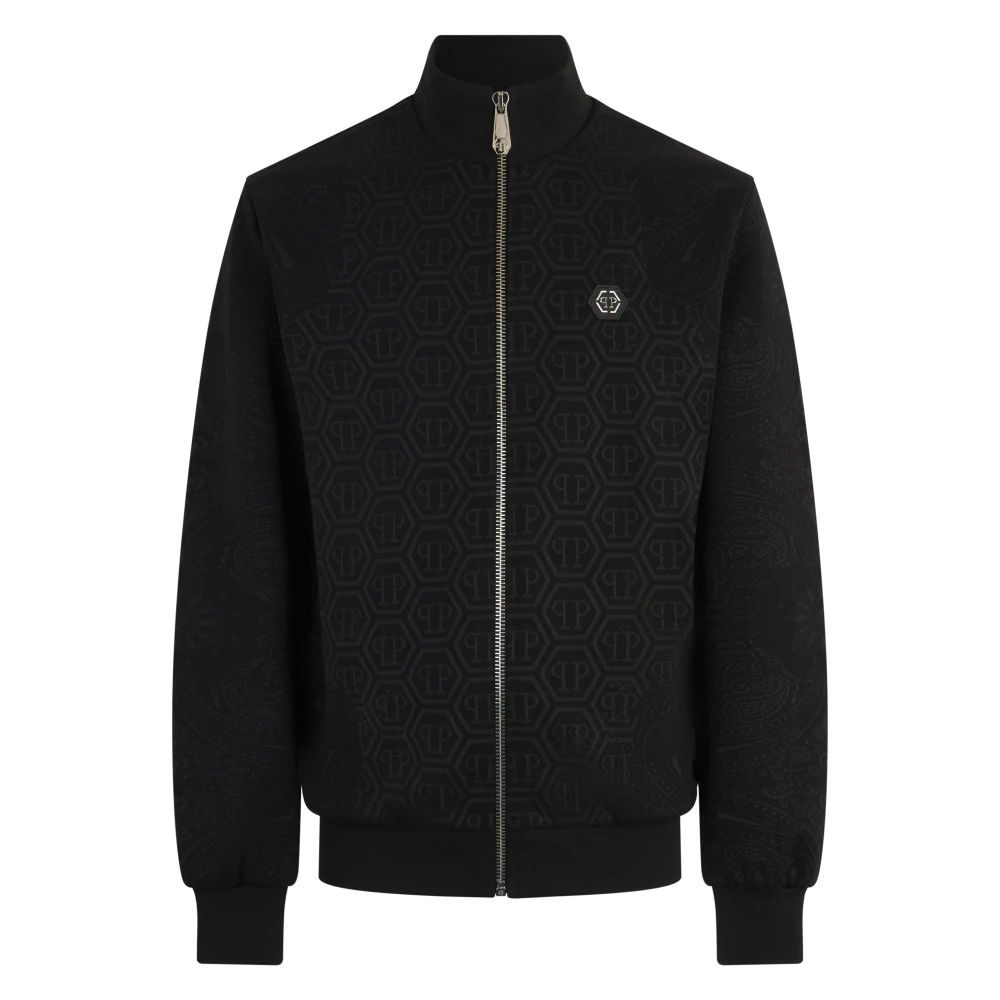Philipp Plein Men's Black Jacquard Tracksuit Jacket Monogram