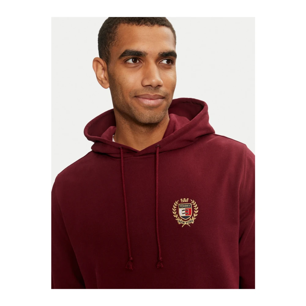 Tommy Jeans Rode Logo Hoodie Katoen Brown Heren