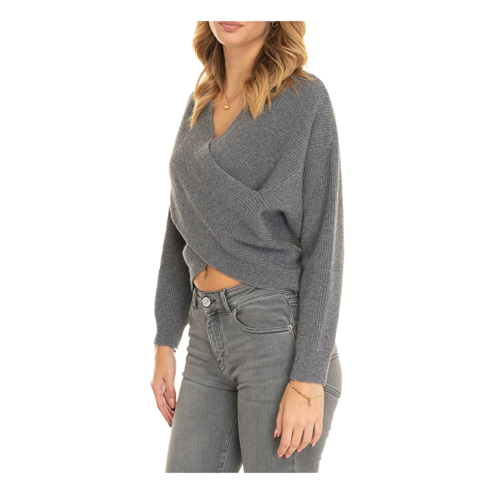 Pennyblack Gekruiste Voorkant Wollen Trui Gray Dames