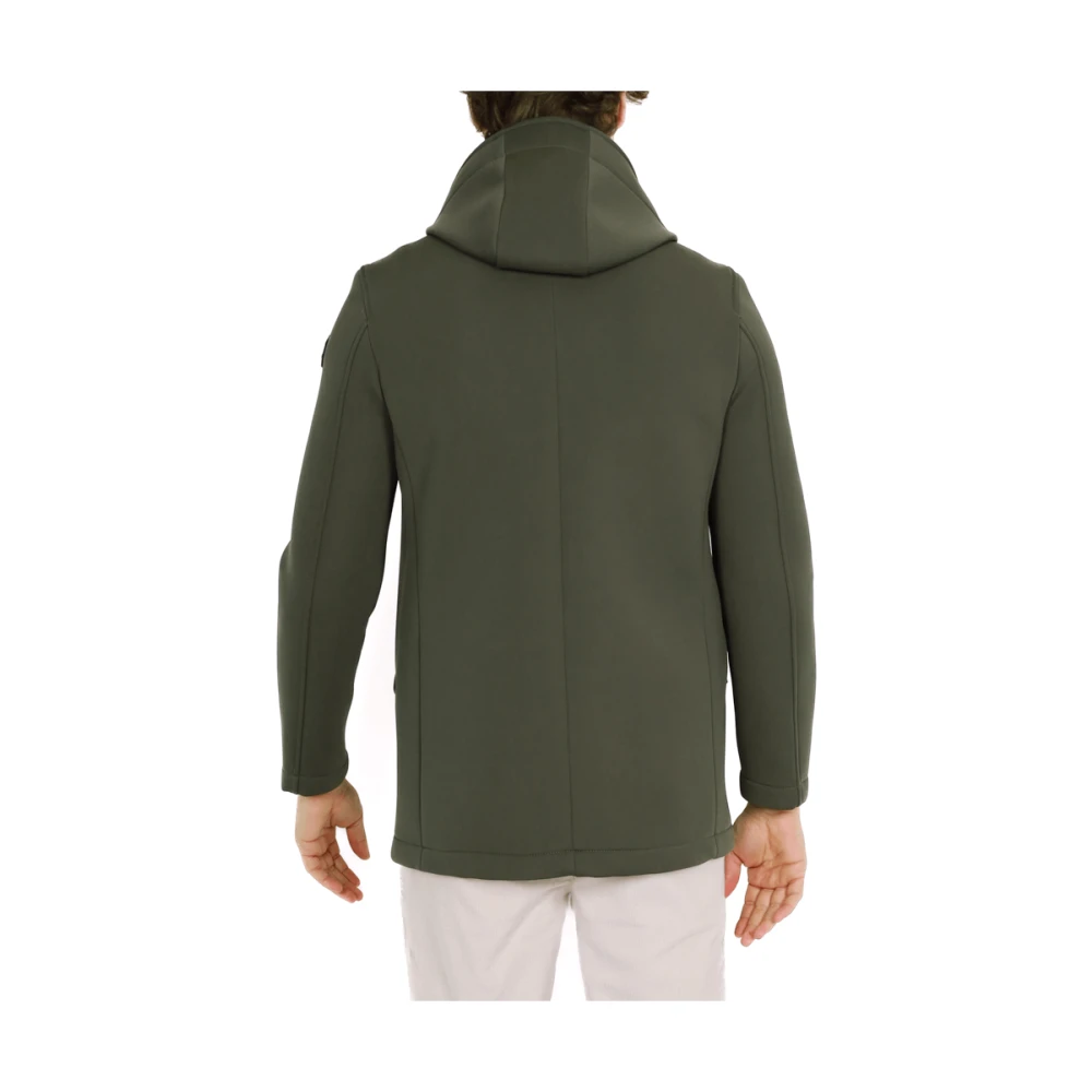 BOB Groene Wollen Blend Scuba Hooded Parka Green Heren