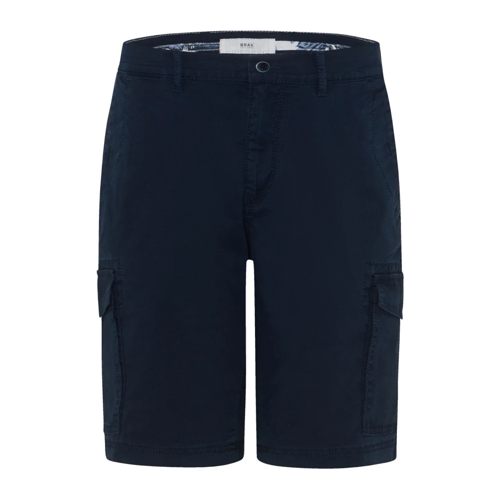 BRAX Cargo shorts donkerblauw effen dessin Blue Heren