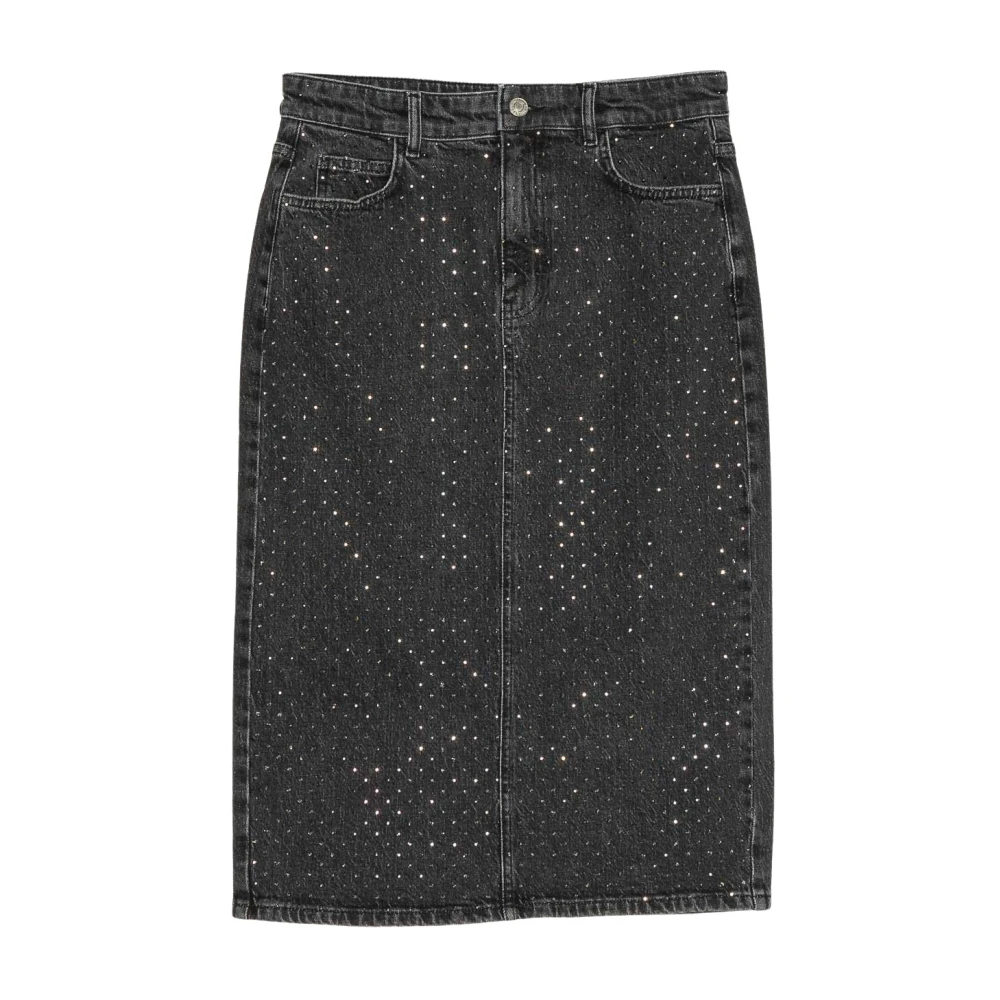 Twinset Denim Rok met Strass Applicaties Black Dames