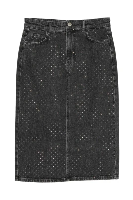 Denimkjol med Strassapplikationer