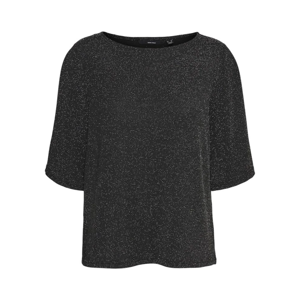 Vero Moda Zwart Zilver Lurex Mode Top Black Dames