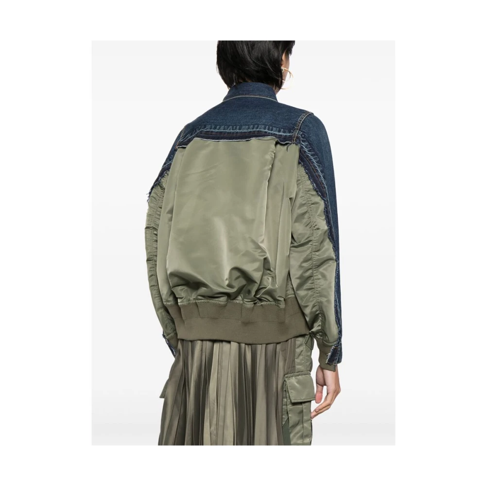 Sacai Kleur-blok Denim Jas Blue Dames