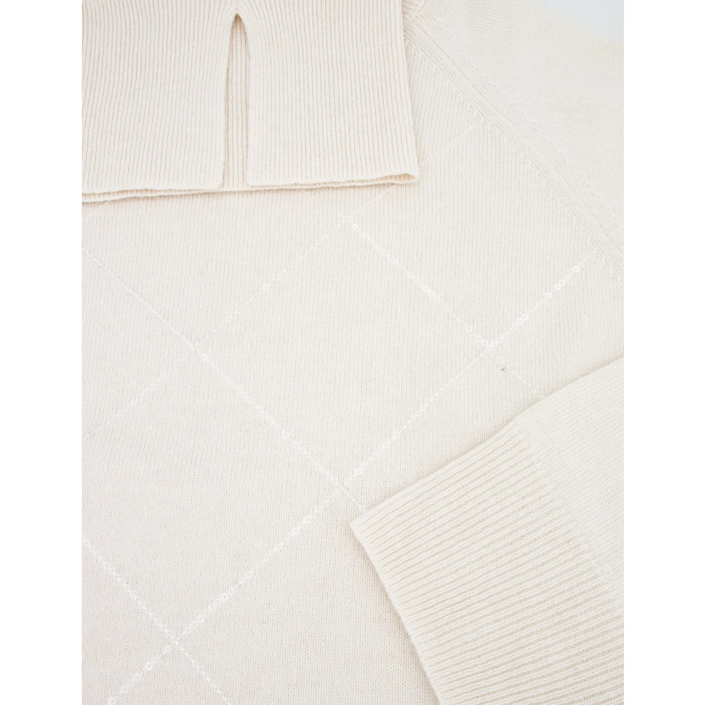 PESERICO Turtleneck Jumper met Geometrische Steekdetails Beige Dames