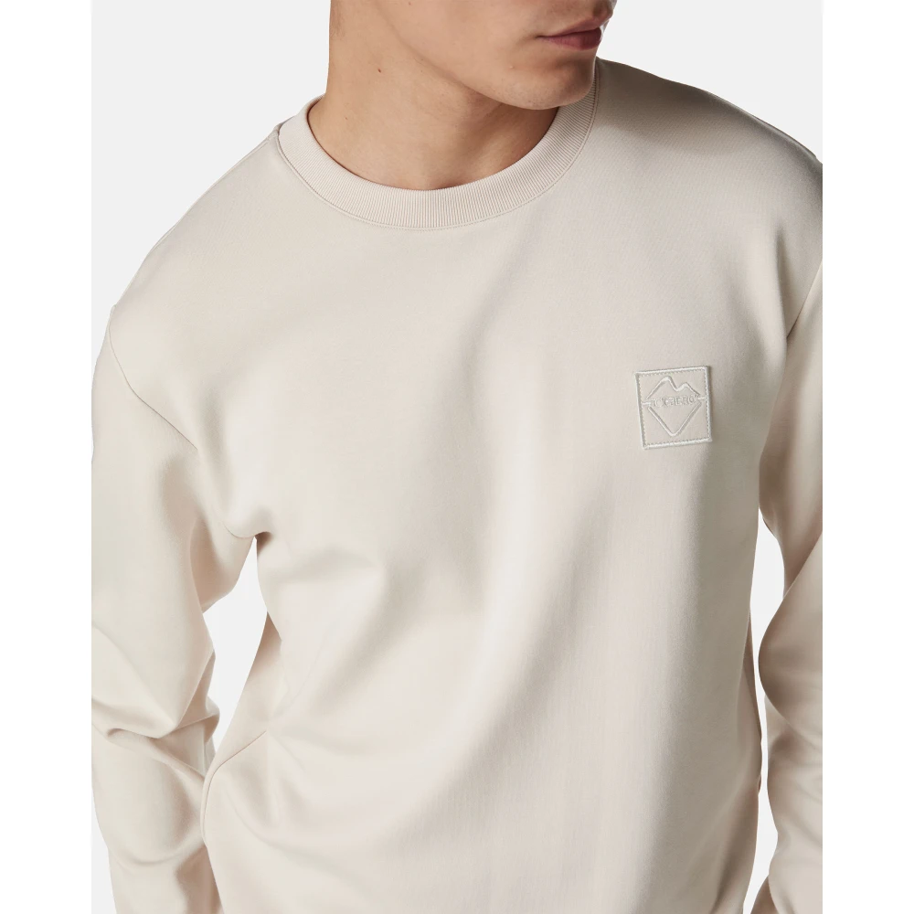 Iceberg Poeder witte crewneck sweatshirt van scuba stof en logo Beige Heren