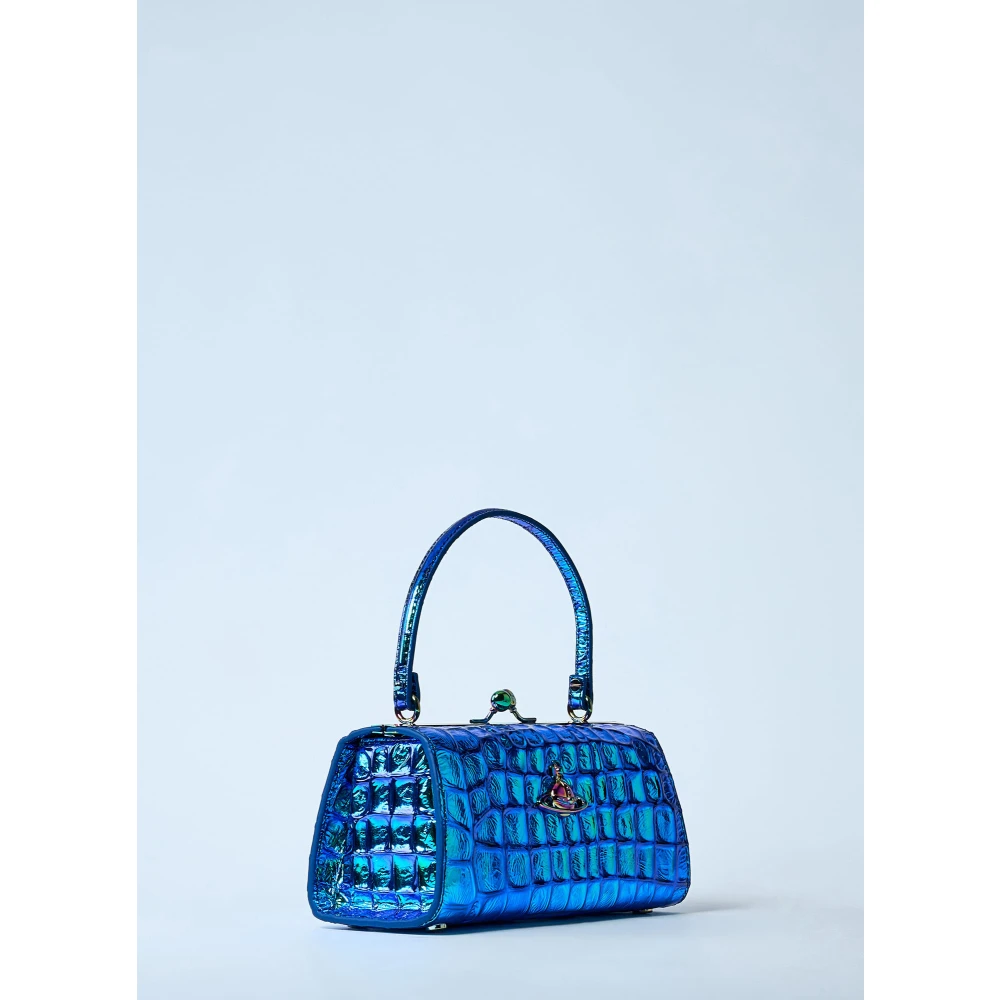 Vivienne Westwood Krokodilreliëf Poppenframe Handtas Blue Dames