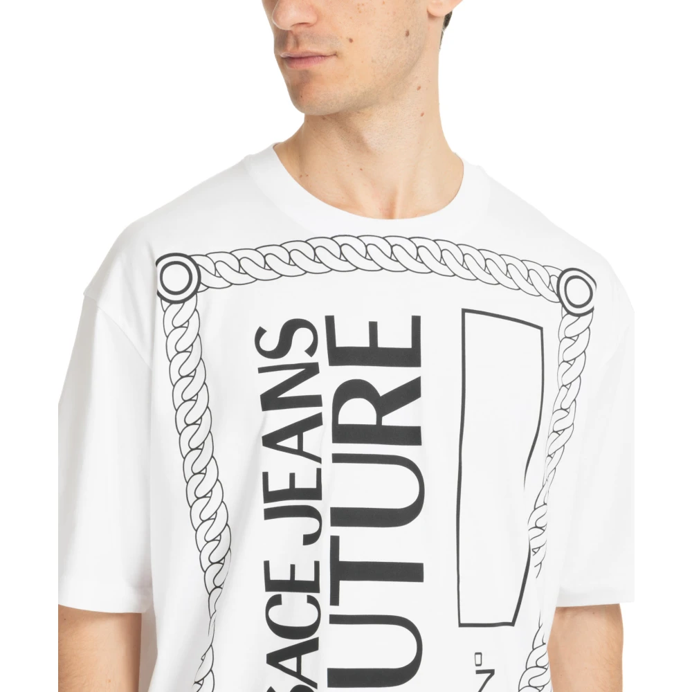 Versace Jeans Couture Gestreept Logo T-shirt White Heren