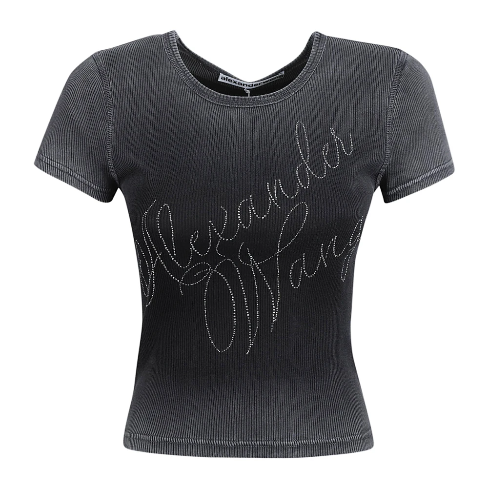 Alexander wang Aansluitend T-shirt met Cursief Logo Gray Dames