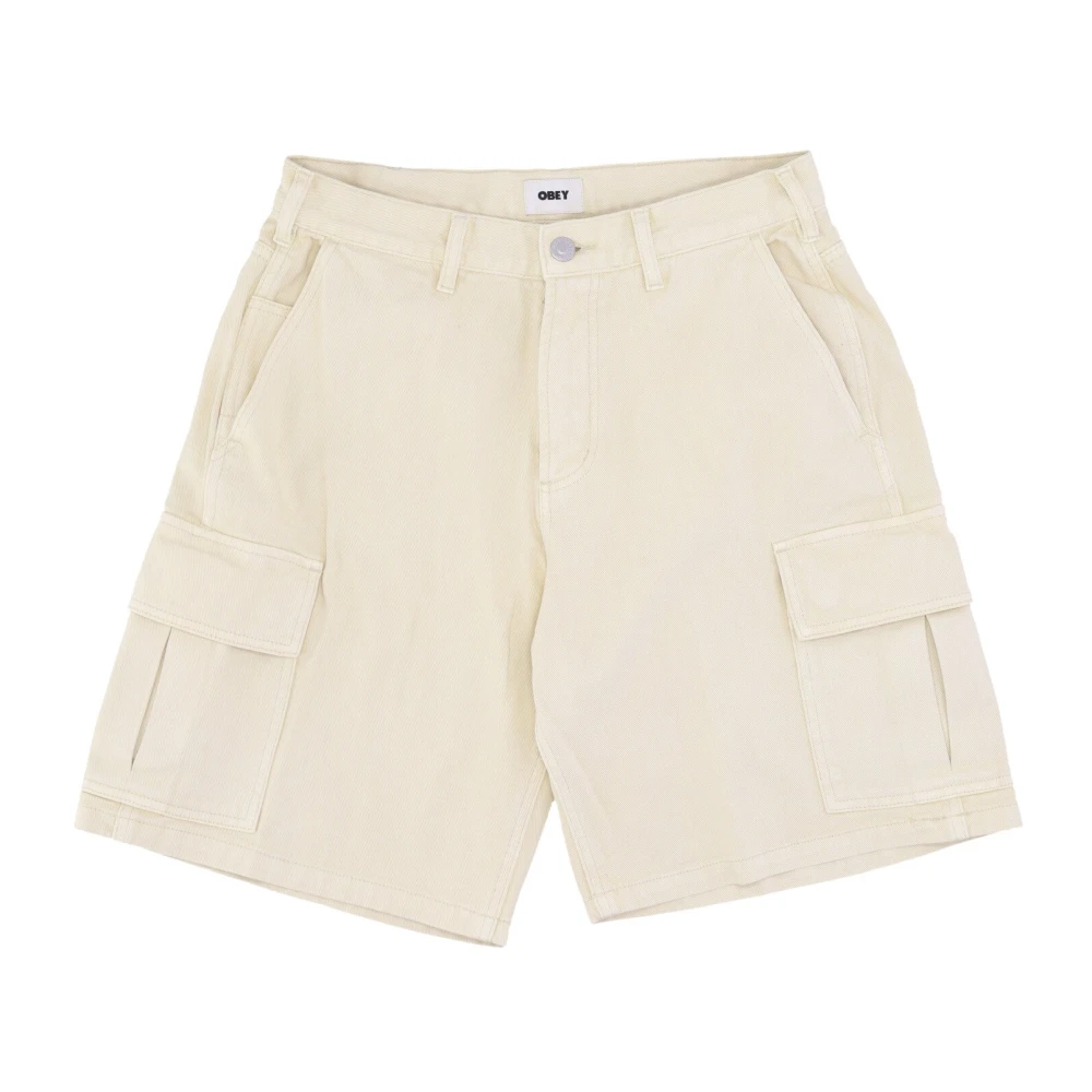 Obey Baggy Denim Cargo Shorts Beige Heren