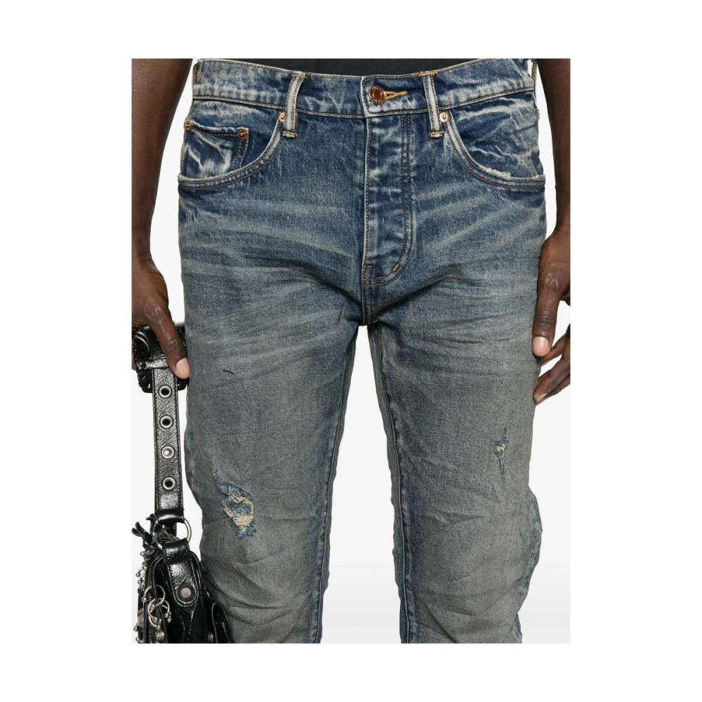 Purple Brand Indigo Blauwe Klassieke Jeans met Whiskering Blue Heren