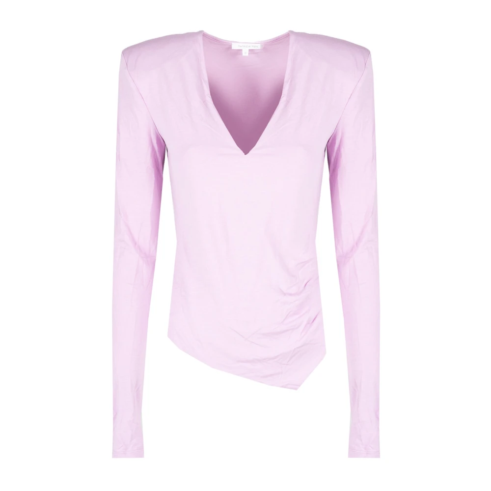 Patrizia Pepe Vrouw Purper Elegante V-Hals Jurk Met Asymmetrische Zoom