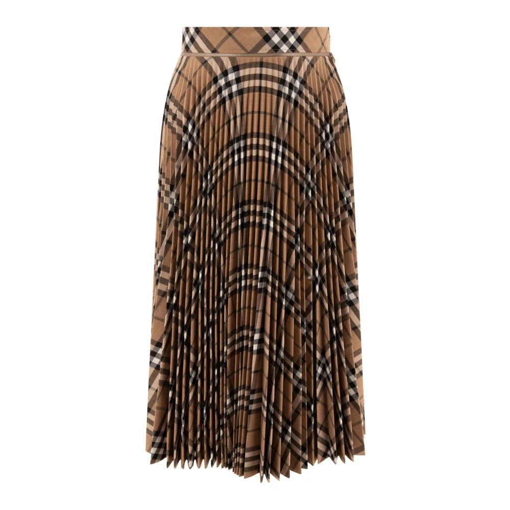 Burberry Women's Beige Wool-Blend Pleated Skirt Aw24