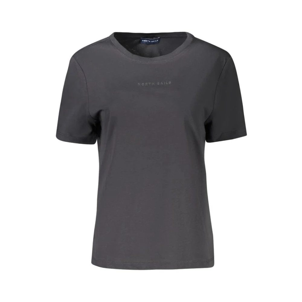 North Sails Women's Black T-Shirts, Xs, Embossed Logo Wide Neck T-Shirt