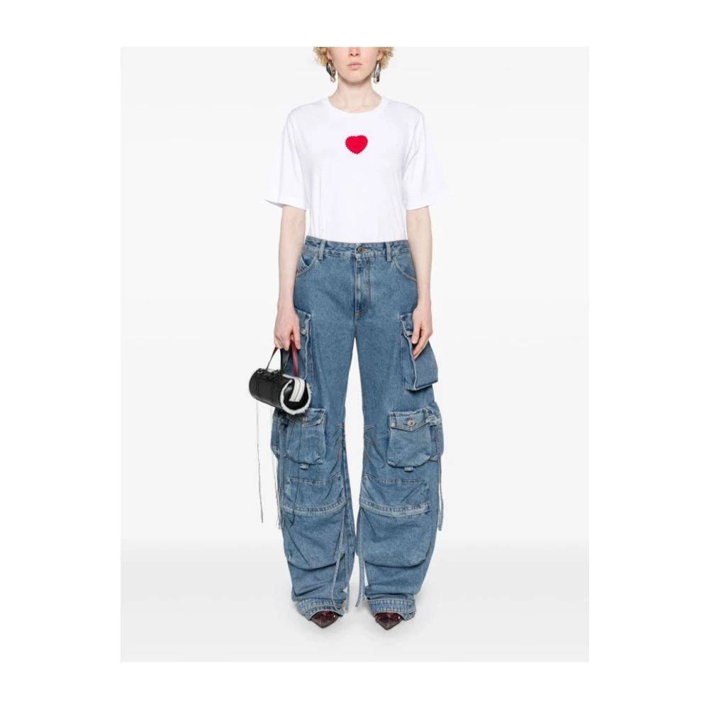 Dsquared2 Klassiek Wit Katoenen T-shirt Hart Logo White Dames