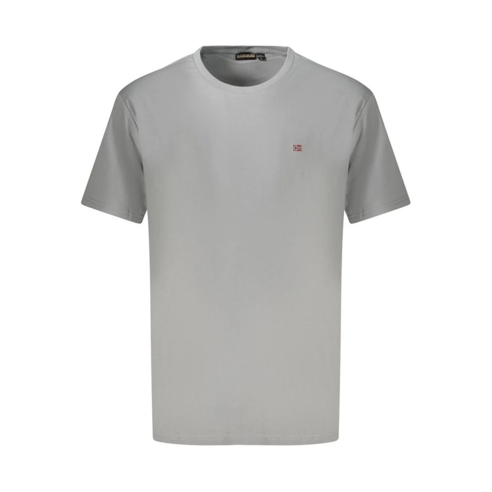 Napapijri Uomo Verde/Grigio Uomini, Maglietta, Gray Cotton T-Shirt, (M) - Immagine 5